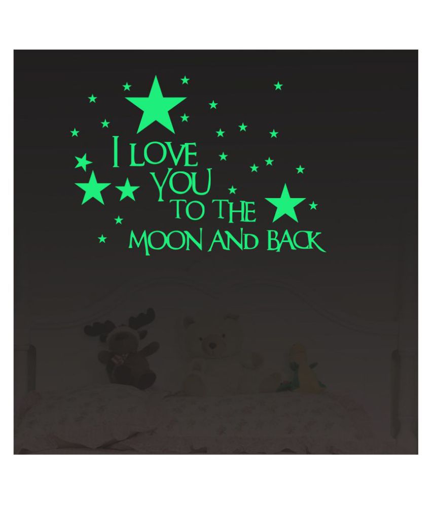     			Sticker Studio I LOVE MOON Night Glow Wall Sticker Moon & Stars Glow in the Dark Sticker ( 40 x 58 cms )
