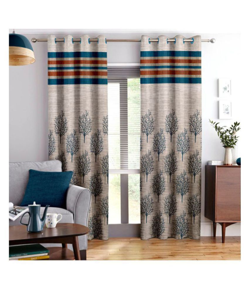 Story Home Single Door Eyelet Polyester Curtains Blue