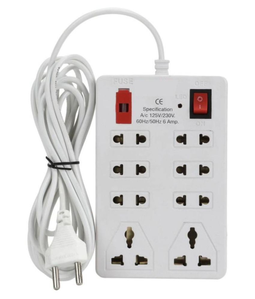 Buy Vylo 8 Socket Plug Point Extension Strip with Fuse and Spark Suppressor (2.5 mtr) Online at
