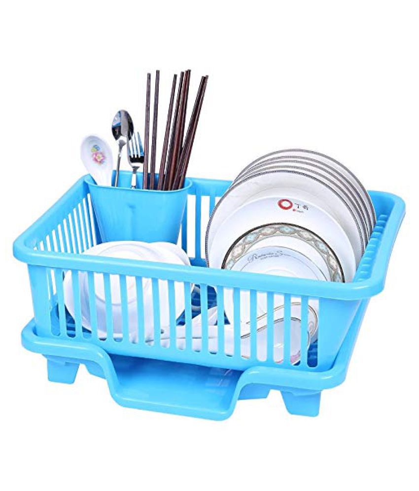 3 In1 Kitchen Sink Plastic Dish Rack with Drain Board and Utensil Cup Buy Online at Best Price