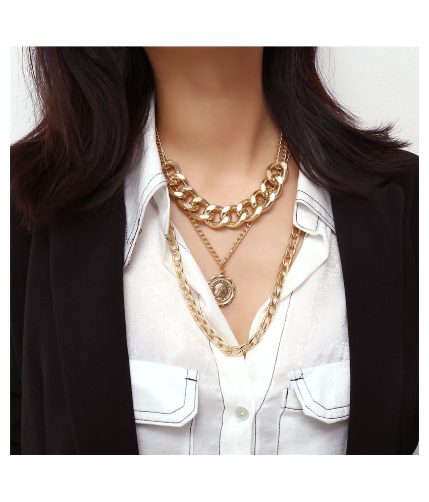 Chunky Gold Necklace Lock Padlock 