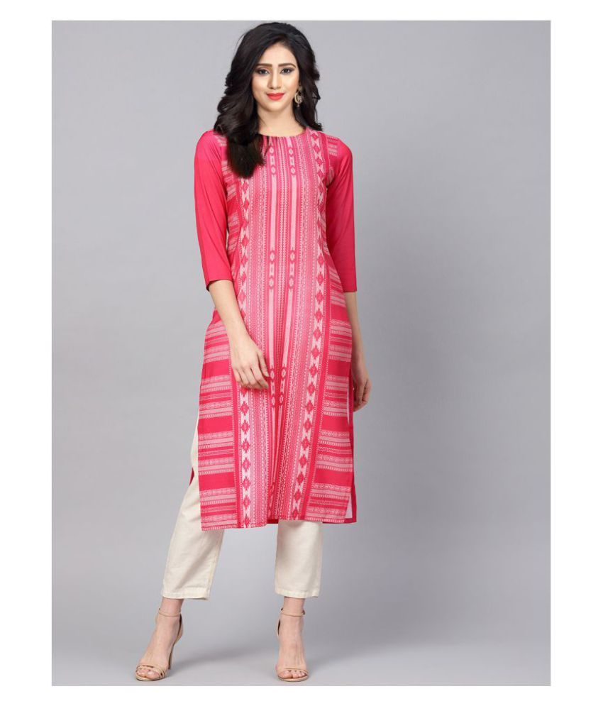 Fashion Tree Multicoloured Crepe Straight Kurti - Buy  