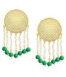 Spargz Round Alloy Gold Plated Pearl &amp; Bead Tops Earring For Women