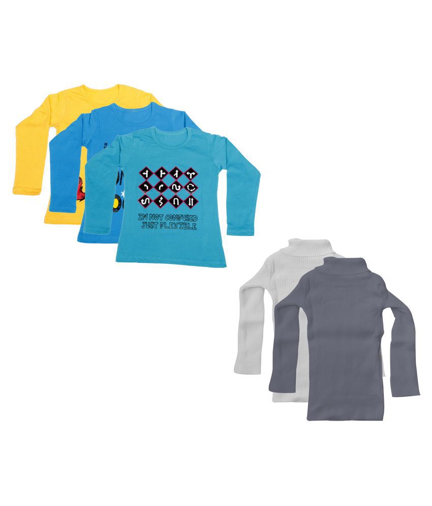 Kayu Kids Wollen High Neck Skivvy And Printed T Shirts Pack Of 5