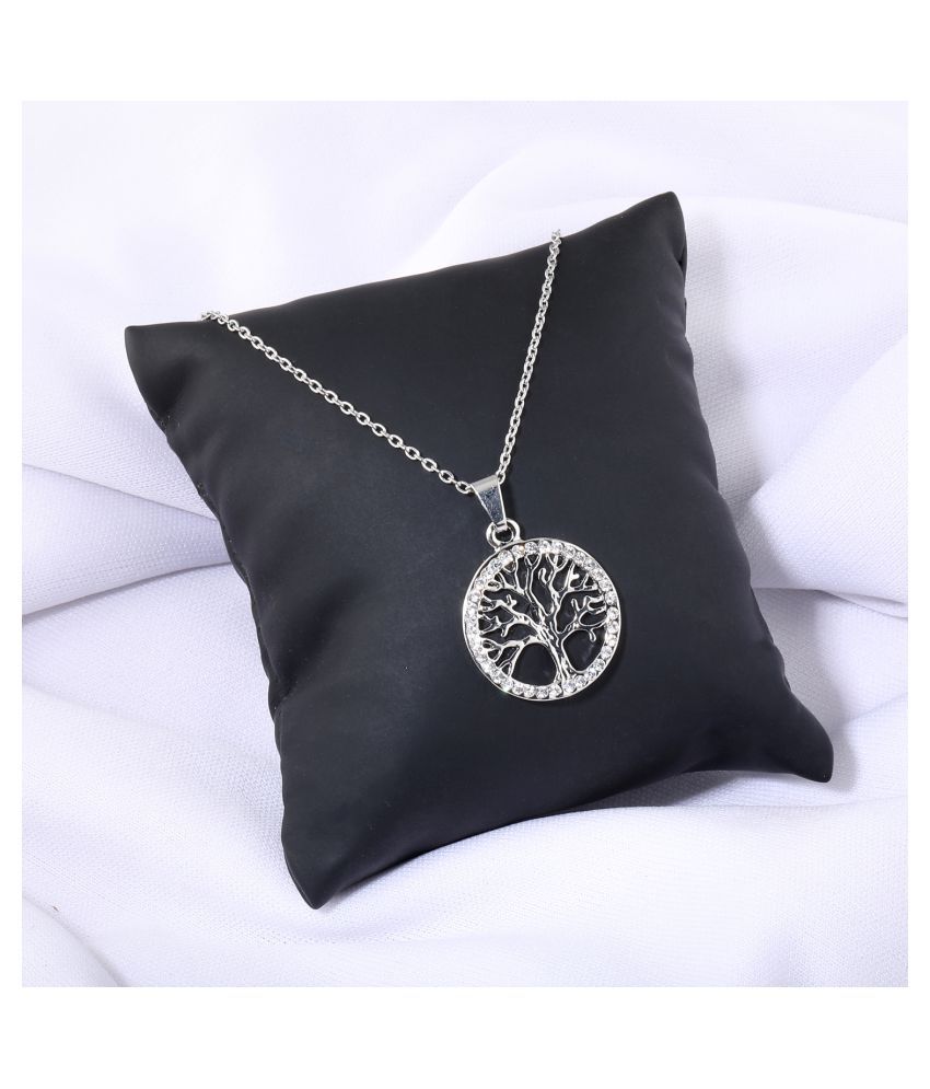     			Silver Shine Graceful Silver 18 Inch Pendent Chain With Tree Shape Pendent Design For Girls And Women