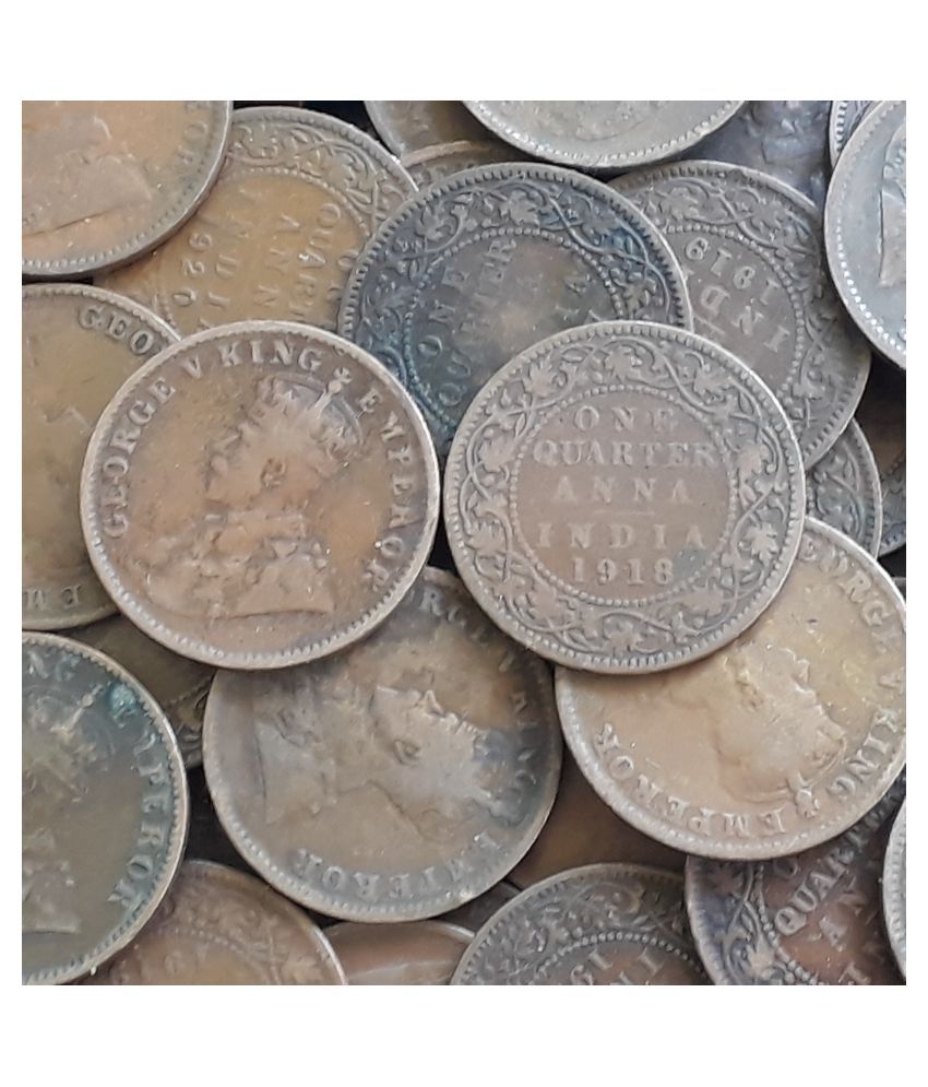     			100 COINS LOT - BRITISH INDIA - 1/4 Anna - King George V ( KG V) 1912-1939 - CIRCULATED CONDITION , mainly 1936