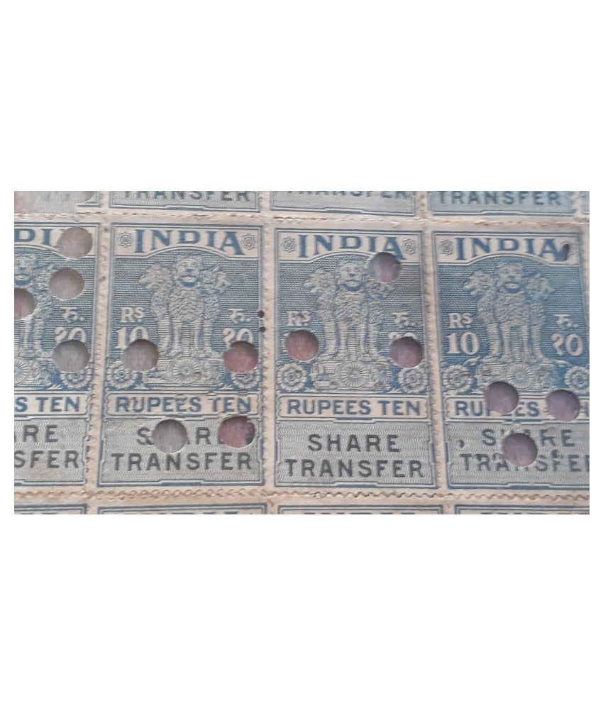 India 50 X 10 Rupees Share Transfer Stamp on Single Paper  fw54 Buy