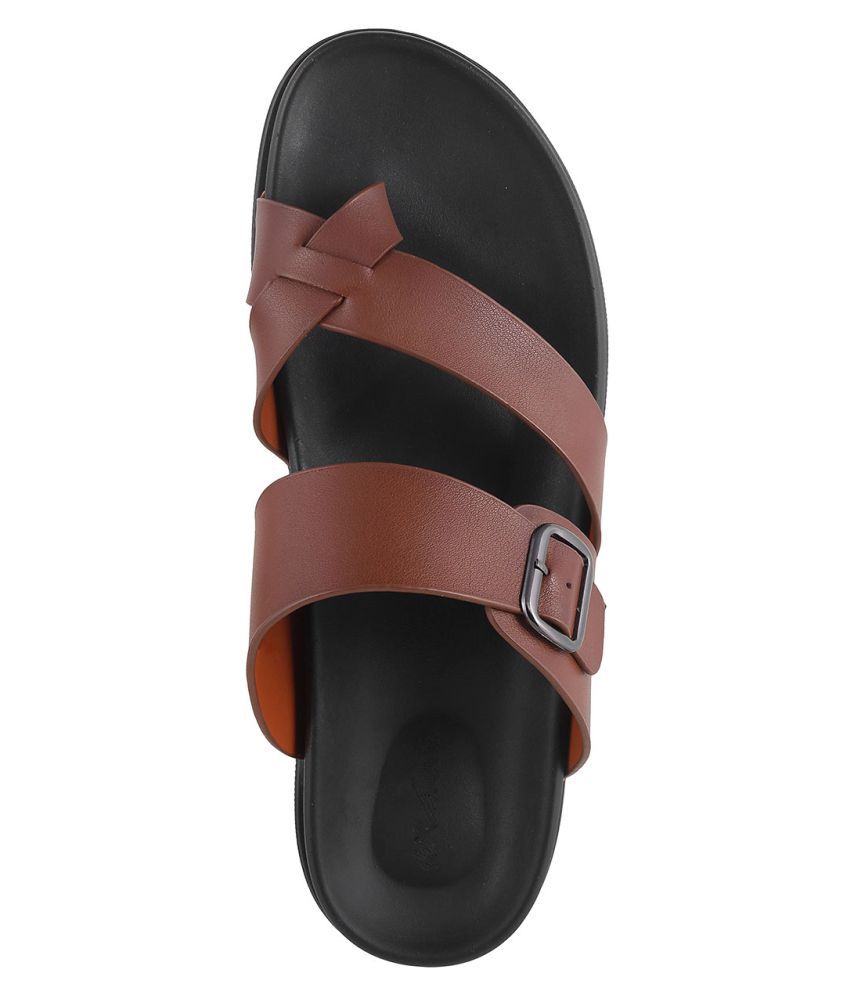 Metro Brown Synthetic Leather Sandals - Buy Metro Brown Synthetic ...