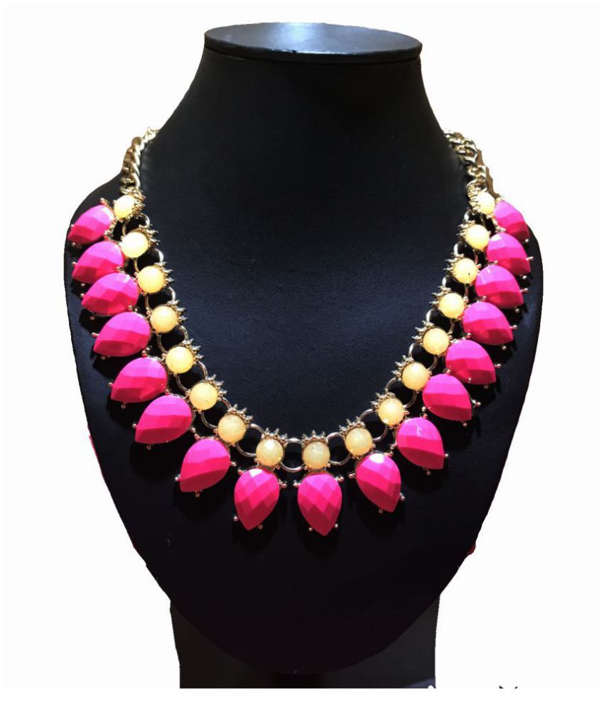 Nihshabd Alloy Pink Choker Traditional Necklace - Buy Nihshabd Alloy ...