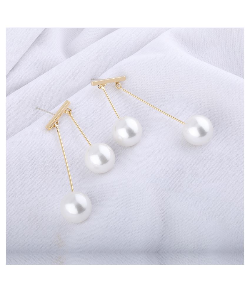    			Silver Shine Gold Plated Designer Unique Stylist Pearl Drop Earring For Girls and Women Jewellery