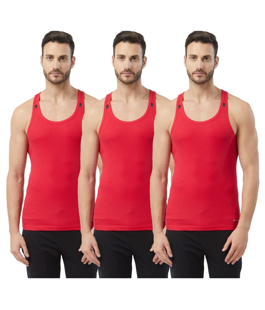     			Fruit Of The Loom Red Sleeveless Vests Pack of 3