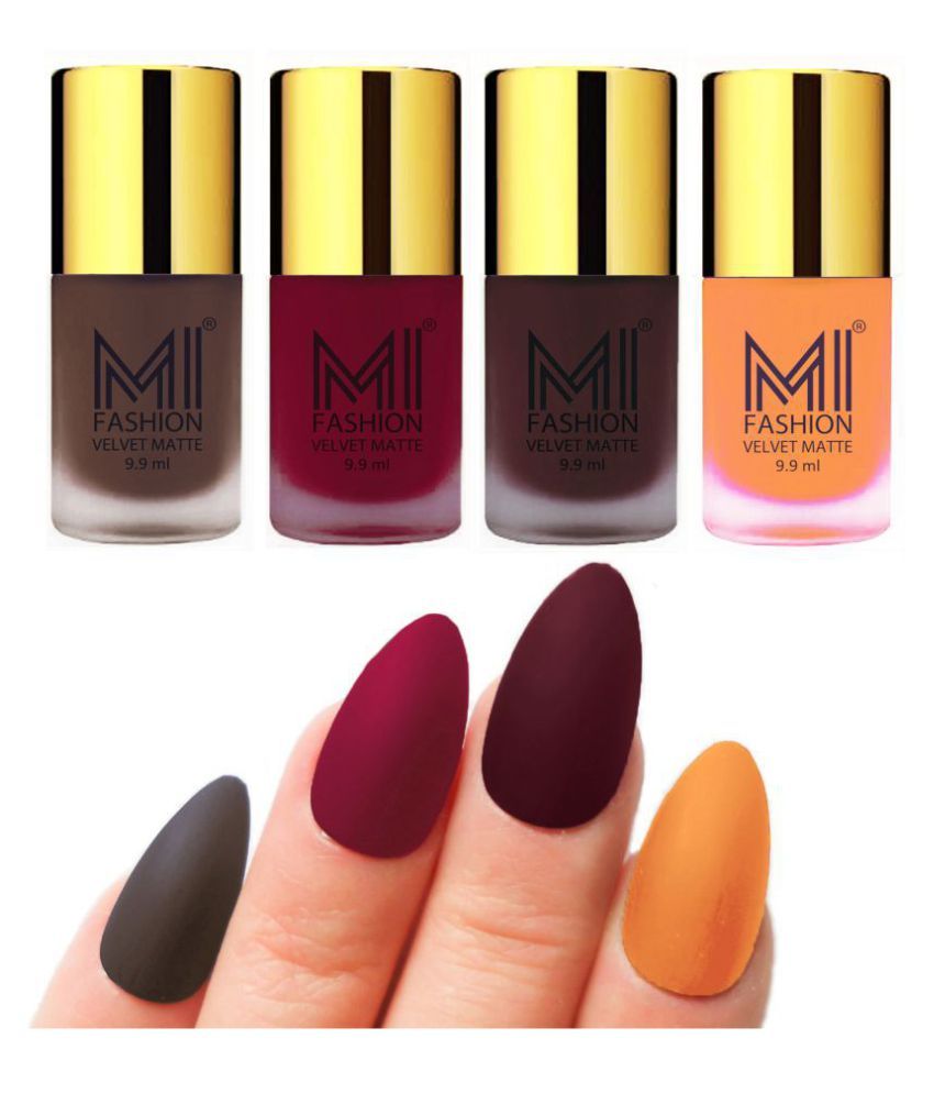     			MI FASHION Matte Nail Paint Set Combo Mauve Nail Polish Wine,Coffee Orange Matte Pack of 4 40 mL