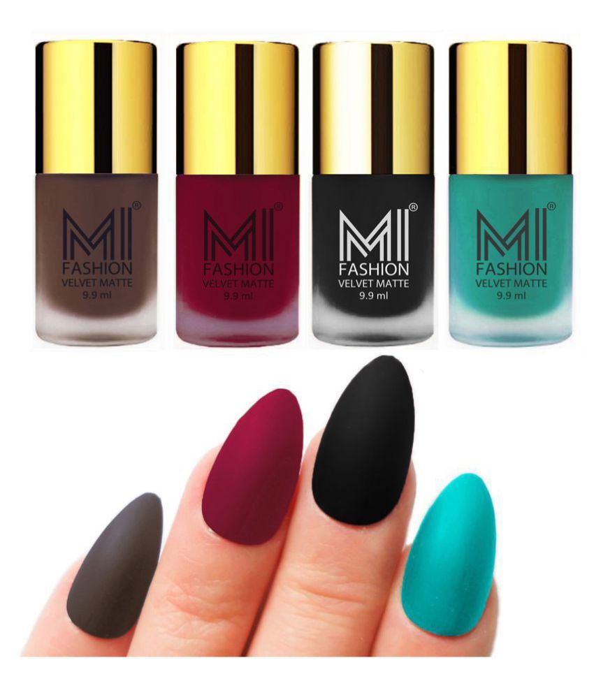     			MI FASHION Matte Nail Paint Set Combo Mauve Nail Polish Black,Coffee Sky Blue Matte Pack of 4 40 mL