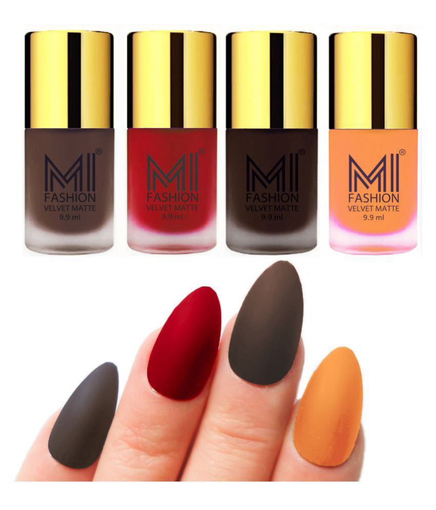     			MI FASHION Matte Nail Paint Set Combo Coffee Nail Polish Dark Brown,Coffee Red Matte Pack of 4 40 mL