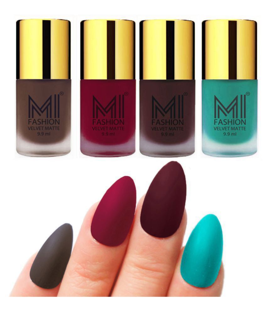     			MI FASHION Matte Nail Paint Set Combo Mauve Nail Polish Wine,Coffee Sky Blue Matte Pack of 4 40 mL