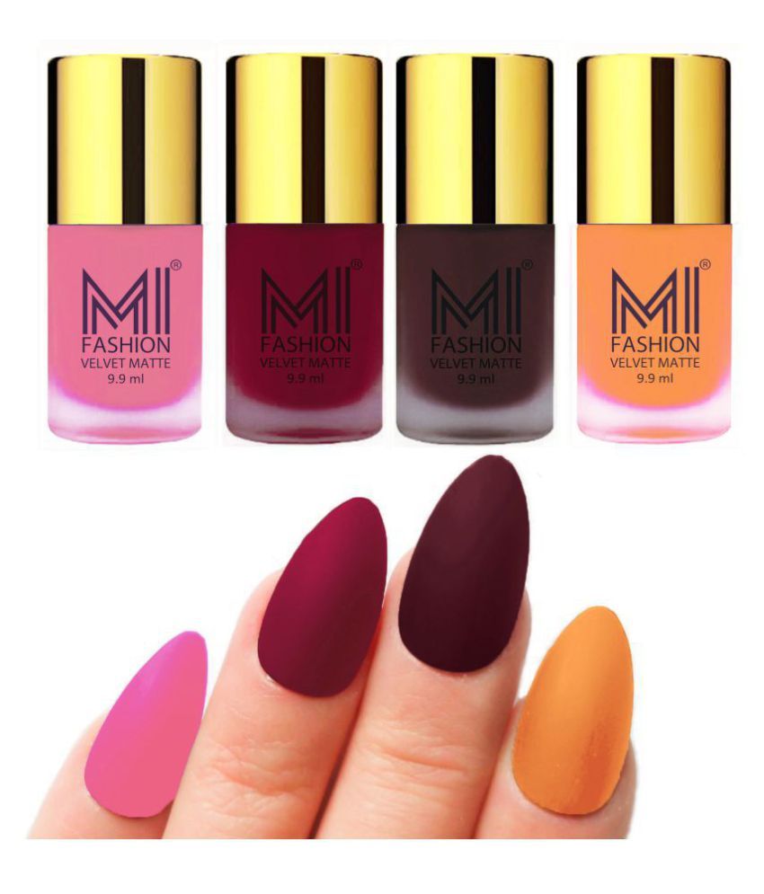     			MI FASHION Matte Nail Paint Set Combo Mauve Nail Polish Baby Pink,Saffron Wine Matte Pack of 4 40 mL