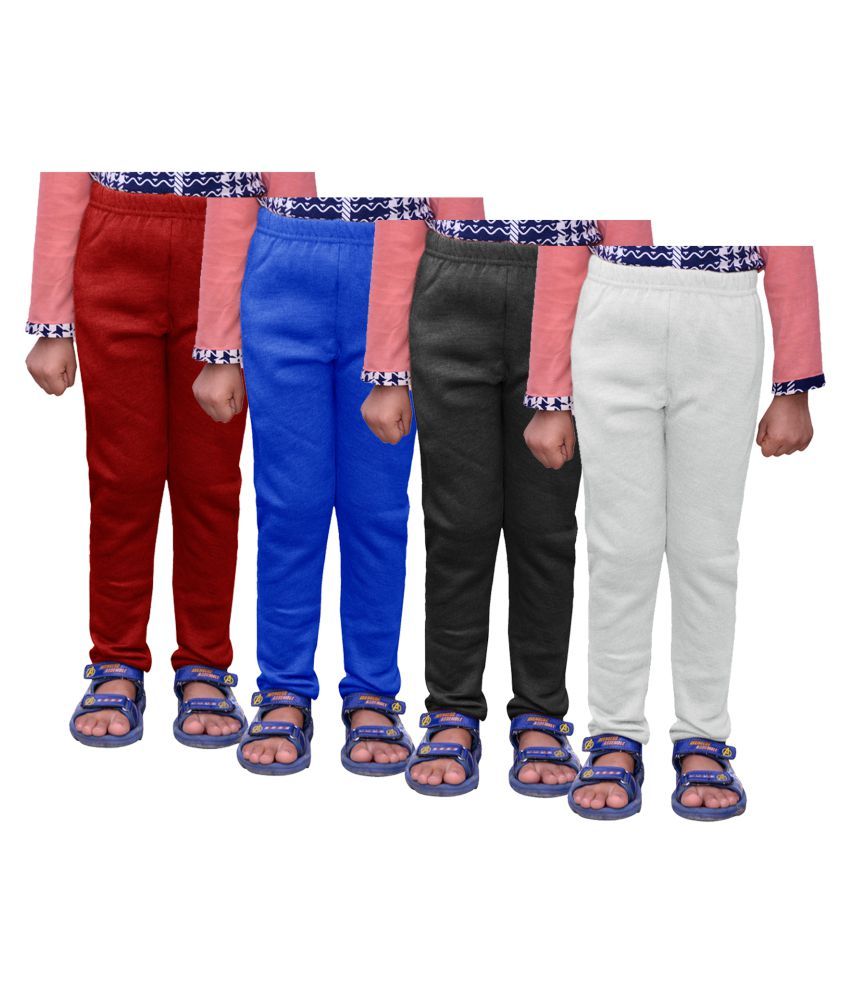 Pack of 2 Indistar 1 Solid and 1 Printed Ankle Length Legging For Girls