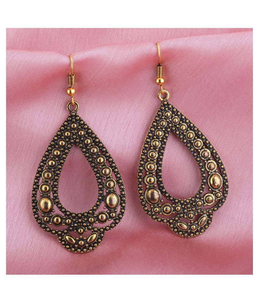     			Silver Shine Magnificent Golden Unique Carved Earrings for Women