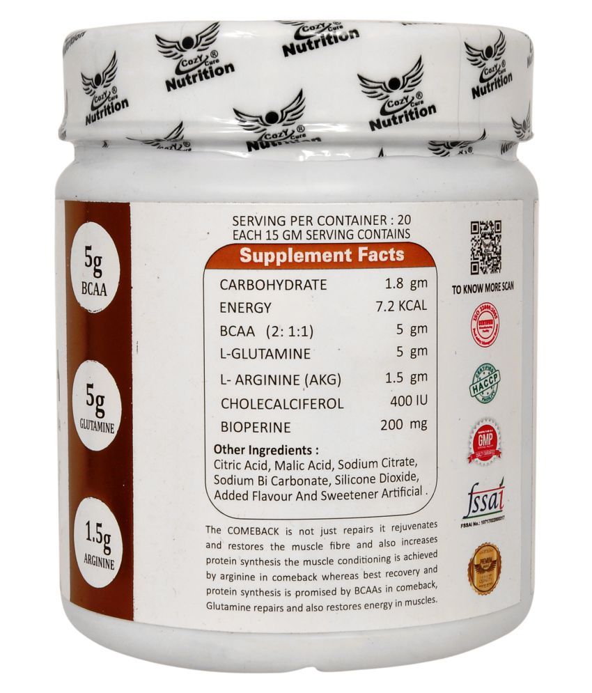 COZY CURE NUTRITION The Comeback 5gm BCAA 5gm Glutamine 1.5gm Arginine
