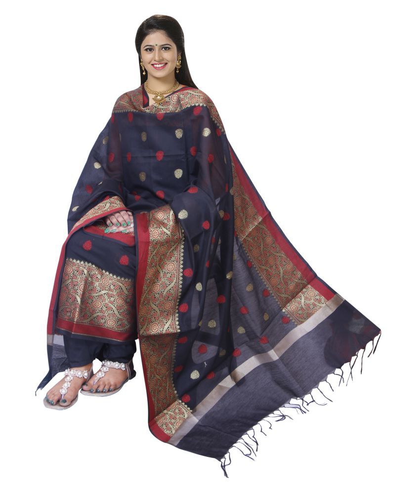 Qaaf Purple Cotton Silk Dress Material Buy Qaaf Purple Cotton Silk