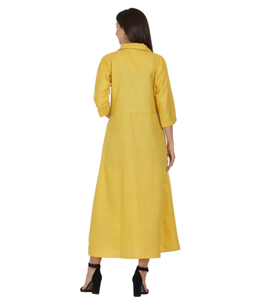 yellow colour anarkali kurti