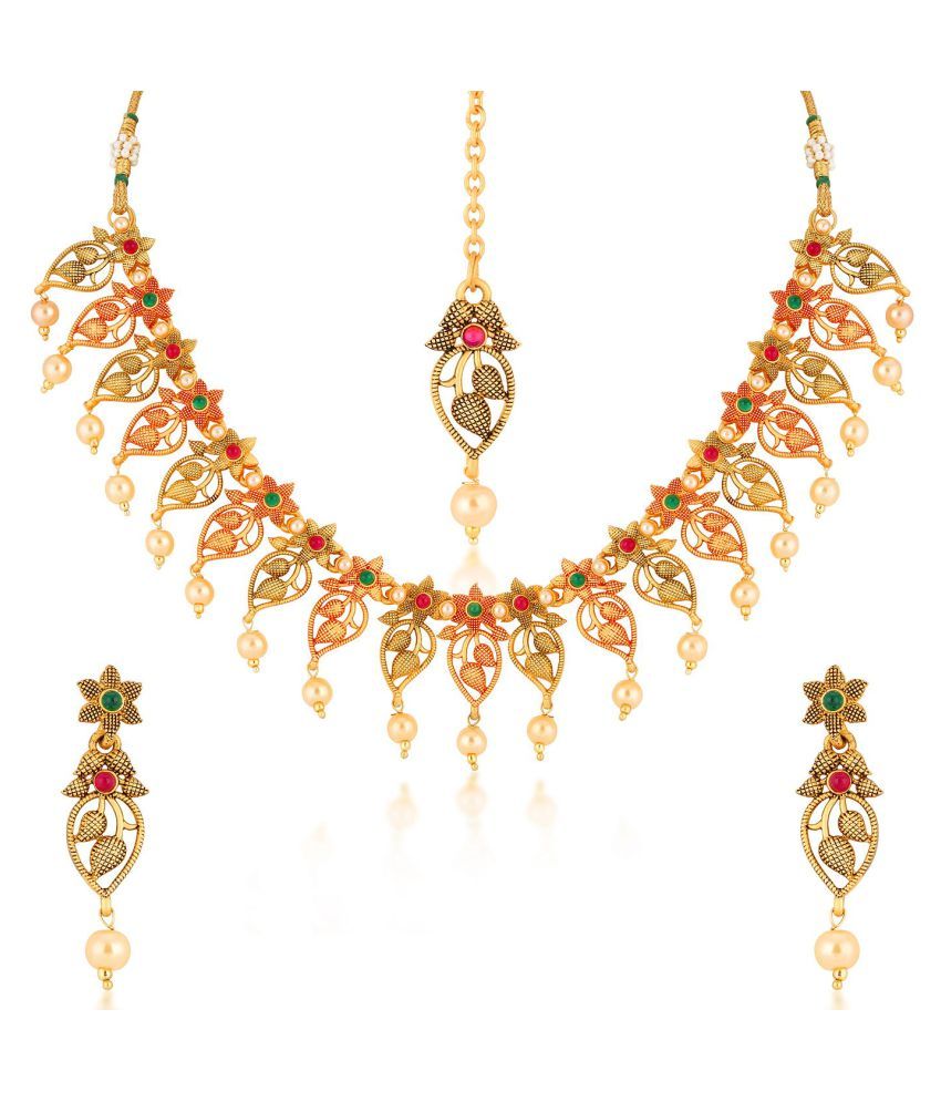     			Sukkhi Alloy Golden Other Contemporary/Fashion 18kt Gold Plated Necklaces Set