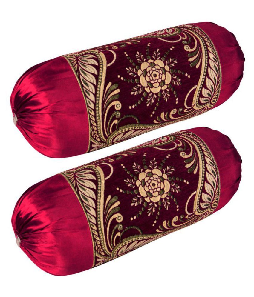     			MAHALUXMI COLLECTION Set of 2 Velvet Bolster Covers