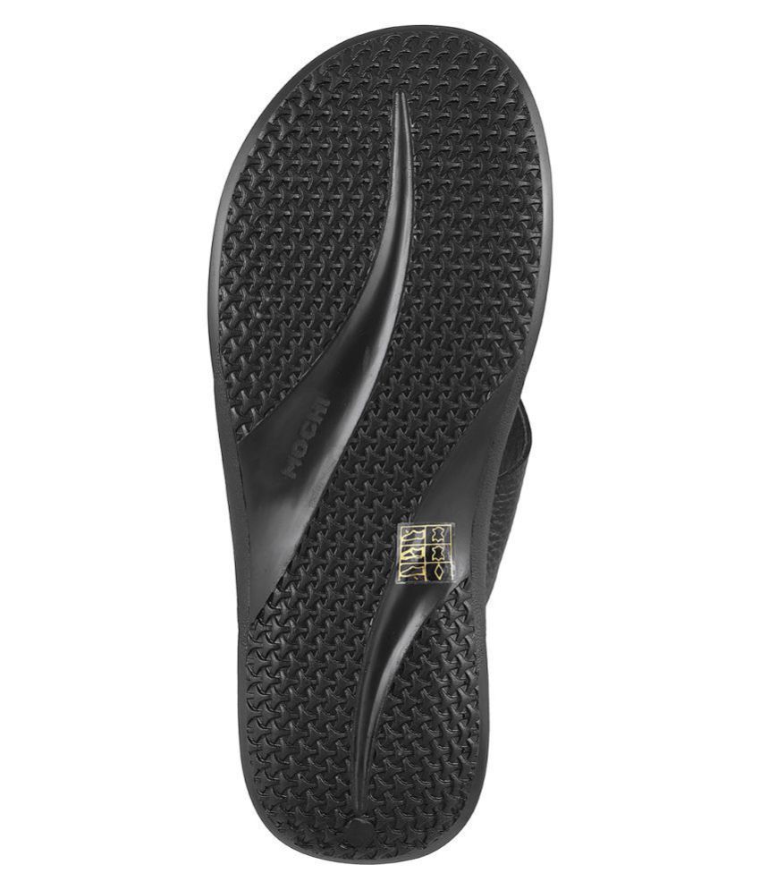 Mochi Black Leather Slippers Price in India- Buy Mochi Black Leather Slippers Online at Snapdeal