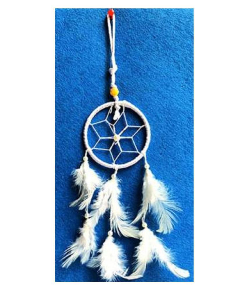     			new lucky Feather White Dream Catcher - Pack of 1 ( 24 X 6 cms )