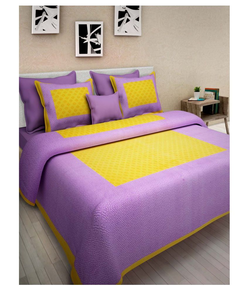     			Uniqchoice Cotton Double Bedsheet with 2 Pillow Covers