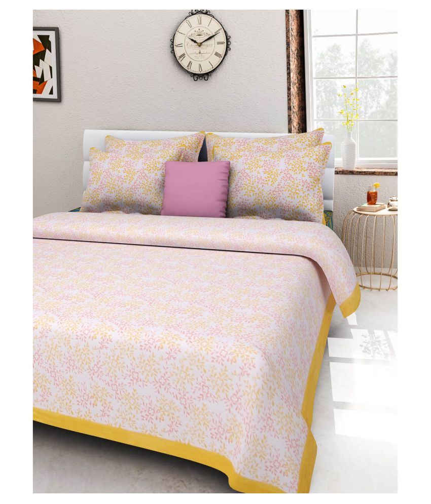     			Uniqchoice Cotton Double Bedsheet with 2 Pillow Covers