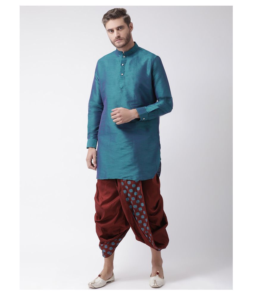     			Deyann Blue Silk Blend Dhoti Kurta Set