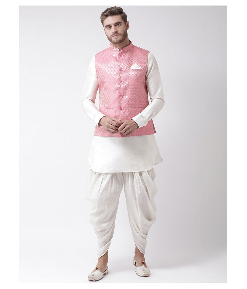     			Deyann Pink Silk Blend Kurta Pyjama Set