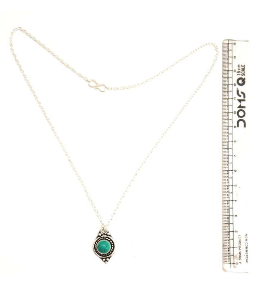 Athizay Imitation Silver Long Chain with Black Stone Pendant Formal Look for Women Stylish Chunky Chain Necklace Opera
