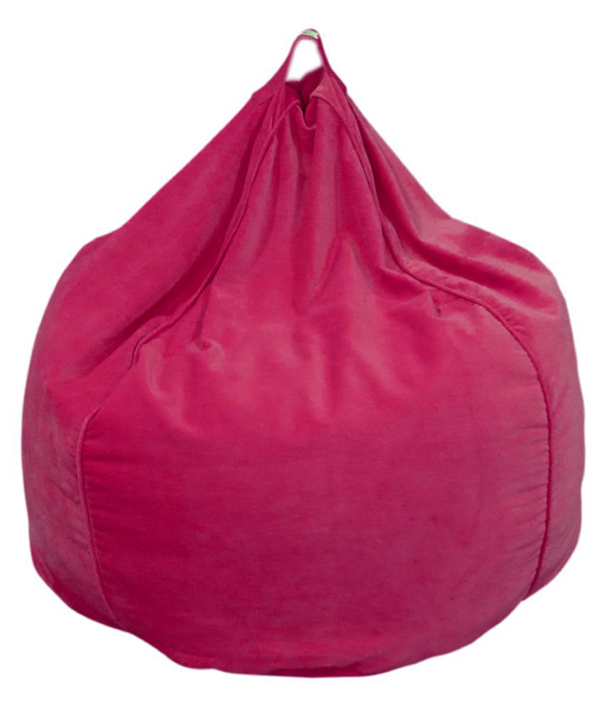 Reme Solid Organic Cotton Velvet Pink Bean Bag Covers in ...