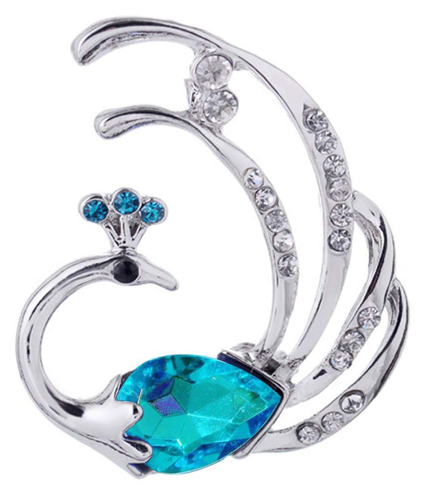     			Romp Fashion Blue Crystal Peacock Design Brooch for Men and Women