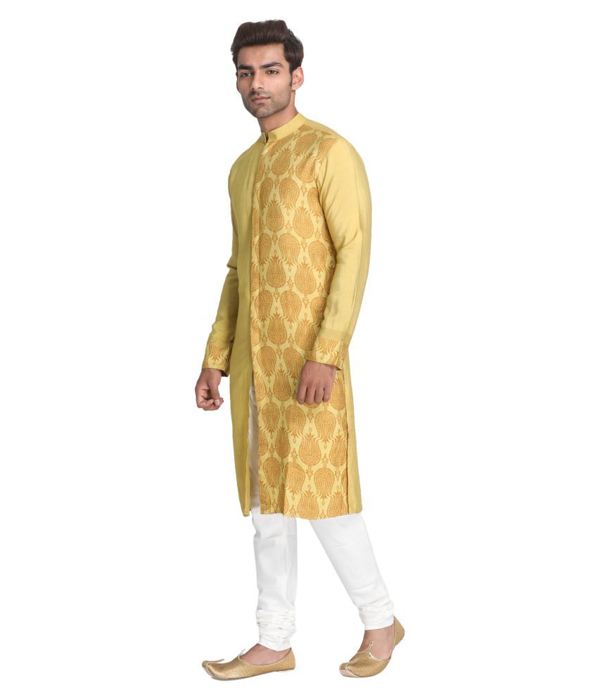 Nakshi Mustard Silk Kurta Buy Nakshi Mustard Silk Kurta Online at Low
