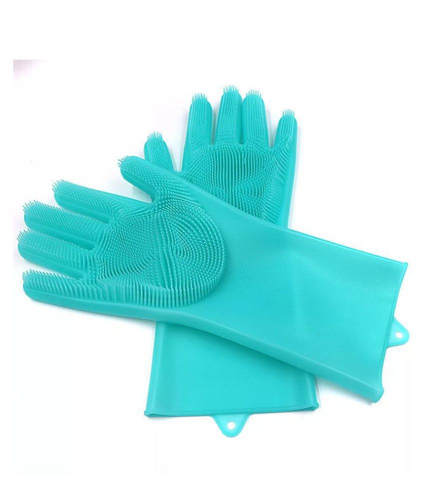     			SHOPEPRO Rubber Standard Size Cleaning Glove 1 Pair Silicon Glove