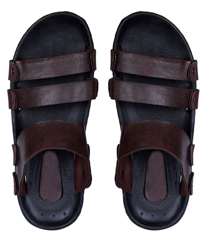     			Style Height Brown Faux Leather Sandals