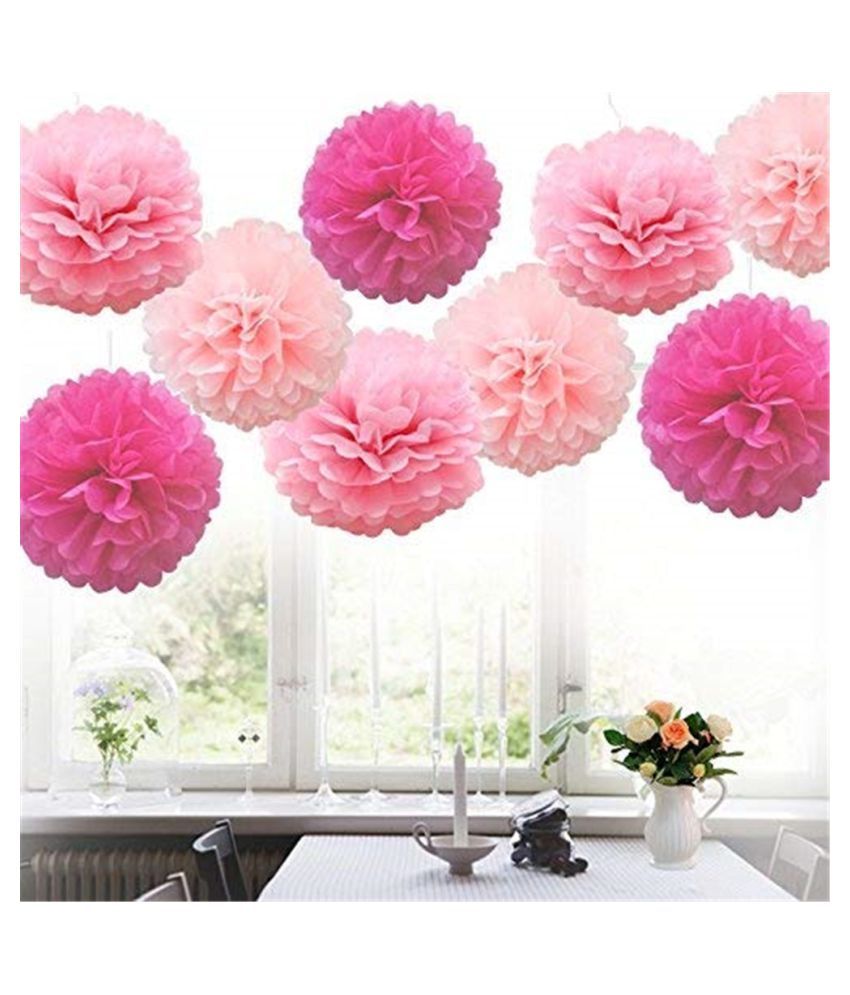 9pcs DIY Tissue Paper Poms Flower Ball Fluffy Christmas Wedding Party Home Decor 