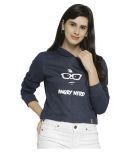 Campus Sutra Cotton Blue Hooded Sweatshirt