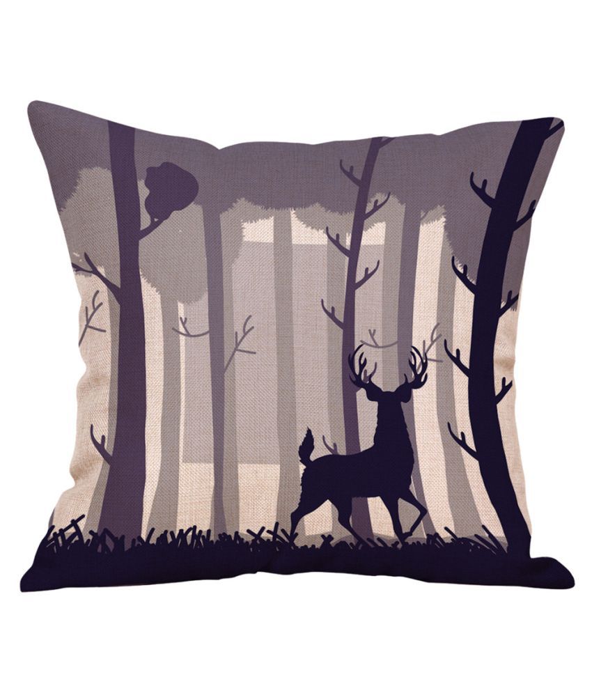 Black White Nordic Deer Animal Heart Flax Linen Pillow Case Cushion Cover 18"x18 
