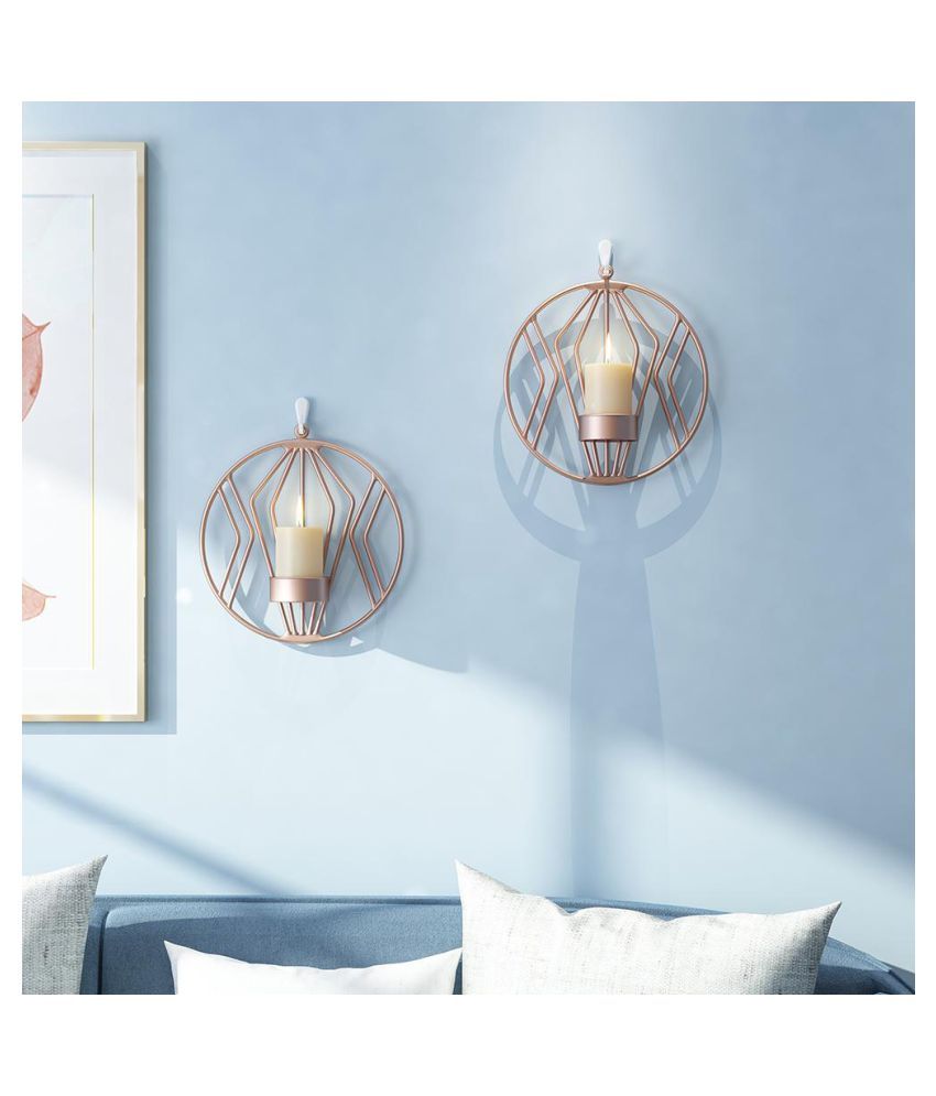 3d Geometric Round Candlestick Metal Wall Candle Holder Sconce Rose Gold Buy 3d Geometric 7820