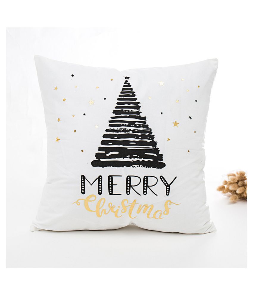 Merry Christmas Gold Foil Printing Pillow Case Sofa Waist Throw