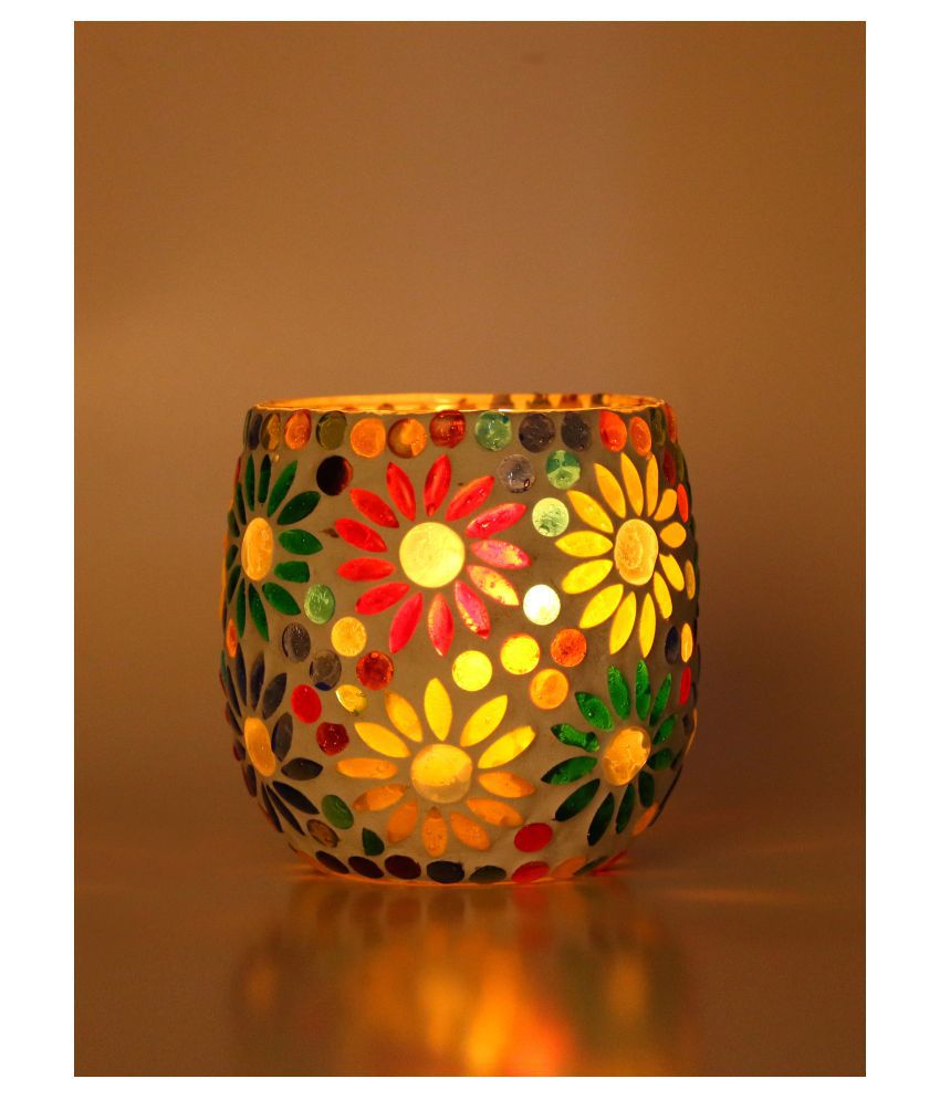     			AFAST Multicolour Table Top Glass Tea Light Holder - Pack of 1