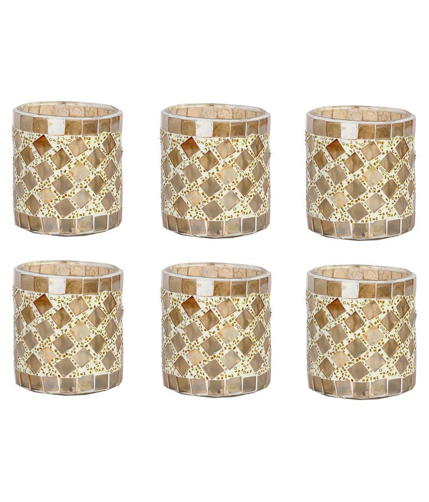     			AFAST Multicolour Table Top Glass Tea Light Holder - Pack of 6