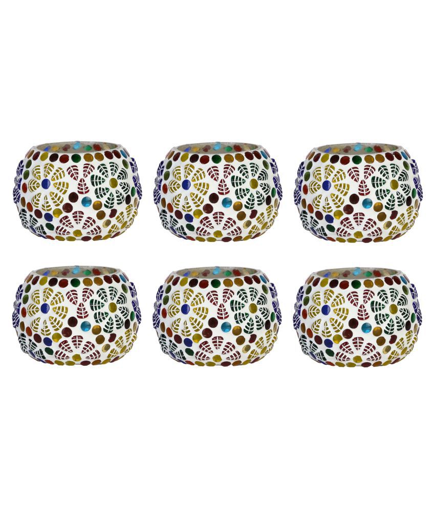     			AFAST Multicolour Table Top Glass Tea Light Holder - Pack of 6
