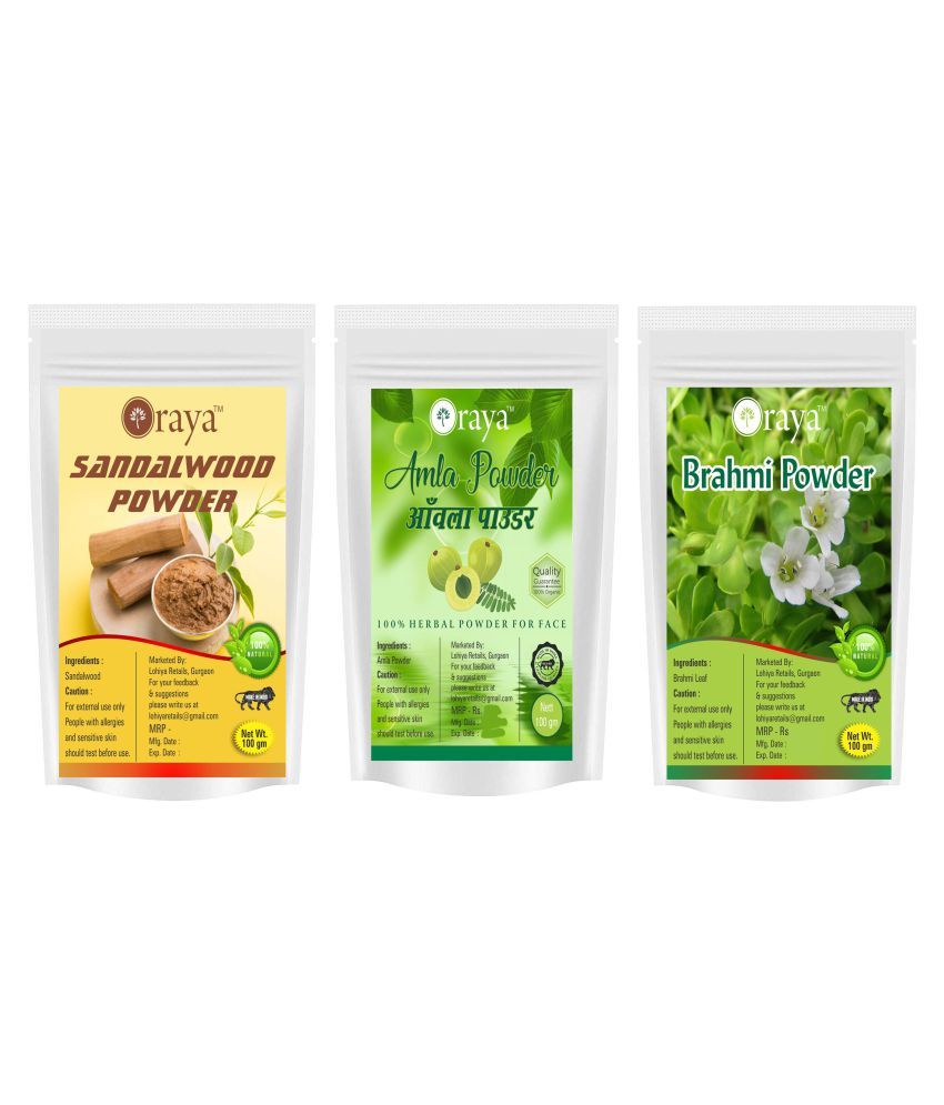     			ORAYA 100% Pure & Natural Sandalwood & Amla & Brahmi Powder Face Pack 300 gm Pack of 3