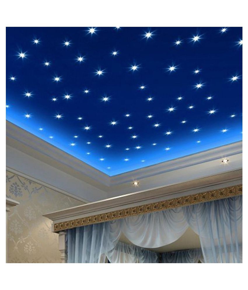 76pcs Luminous Stars Glow In The Dark Ceiling Wall Stickers Decals