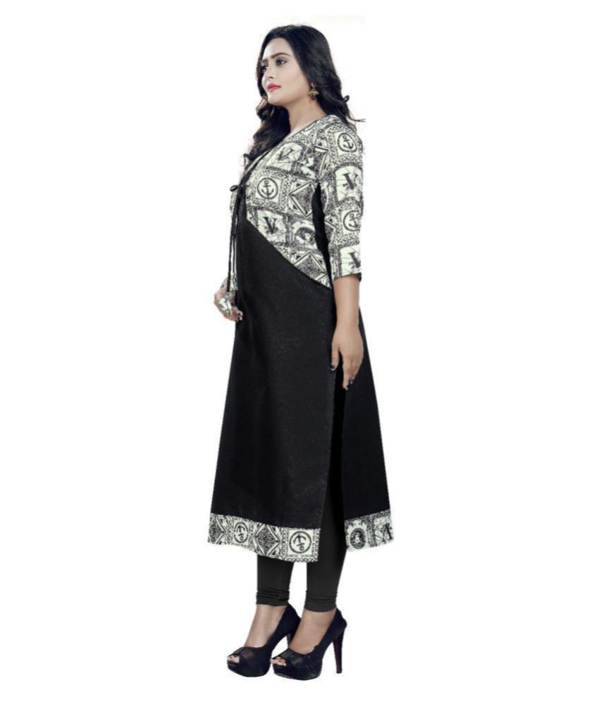 Shagun - Jacket Style 100% Cotton Black Women's Kurti (Pack of 1) - Buy ...